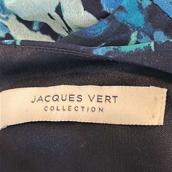 Jacques Vert Collection Blue Floral Chiffon Midi Cocktail Dress Size 10 - Picture 9 of 17
